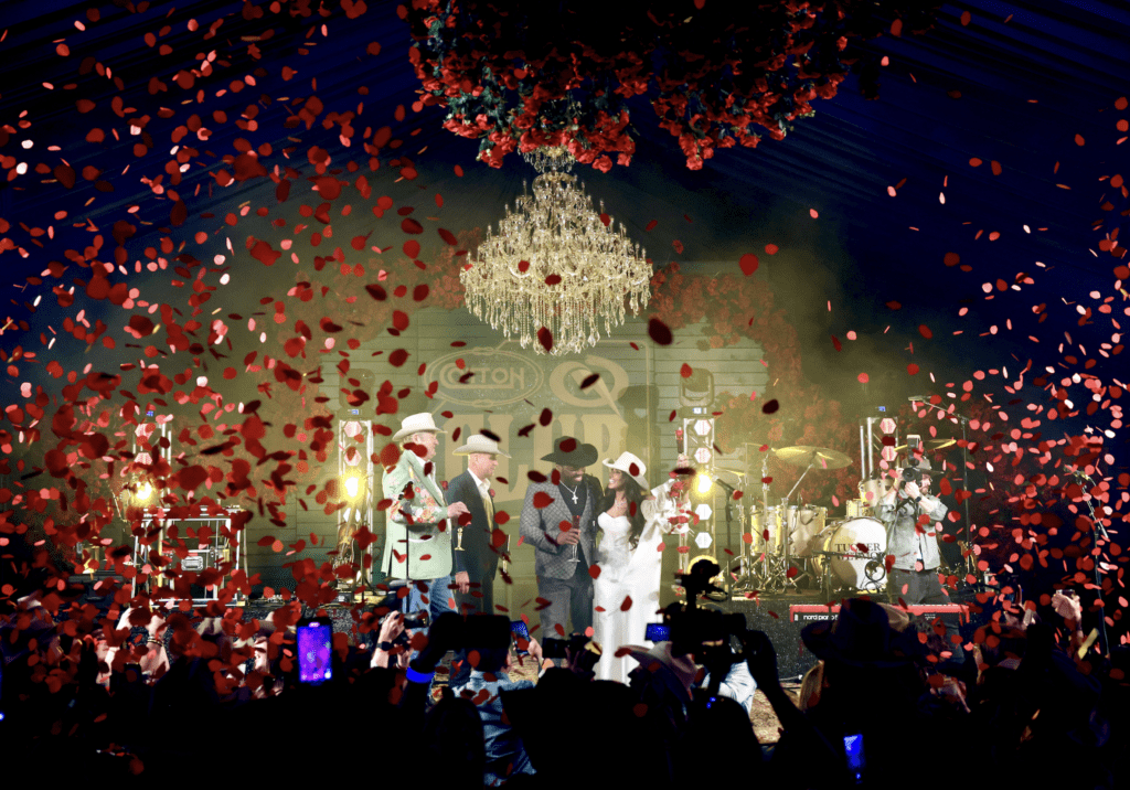 Confetti rains at  Cotton Q Club at the HLS&R World Champion Bar-B-Cue Contest.